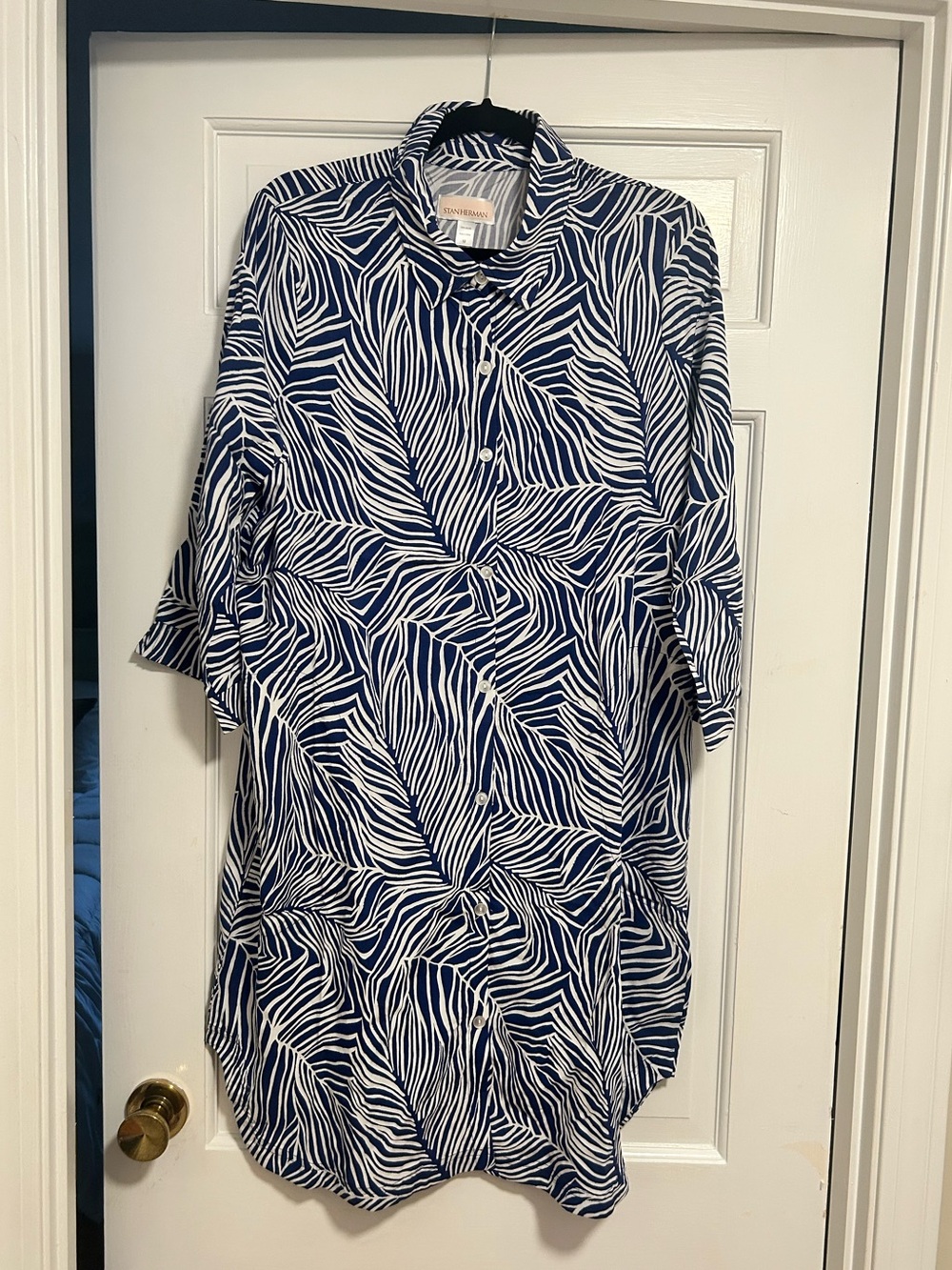 Stan Herman Woven Button Front Halftan - Medium